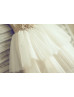 Linen Polka Dots Tulle Cupcake Flower Girl Dress